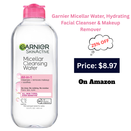 Garnier Micellar Water, Hydrating Facial Cleanser & Makeup Remover