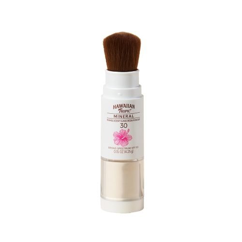 Hawaiian Tropic Mineral Powder Sunscreen Brush SPF 30 - Beach Essentials, Zinc Oxide Mineral Sunscreen Powder SPF, Face Sunblock Travel Size, Brush On Sun Screen Protector for Face and Body, 0.15oz